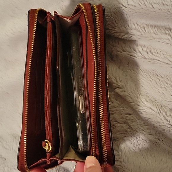 Michael Kors Double Zip Brown Jet Set Large Continental Leather Wallet - Picture 11 of 12